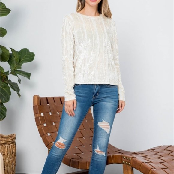 CREAMY velvet Blouse TOP - Picture 6 of 7